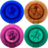 A SET OF FOUR DAUM 'COLOURS OF THE 4 SEASONS' PATE DE VERRE GLASS PLATES,