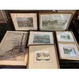 'A R March 1913' watercolour of Woodland and six assorted framed signed prints by John Dean,