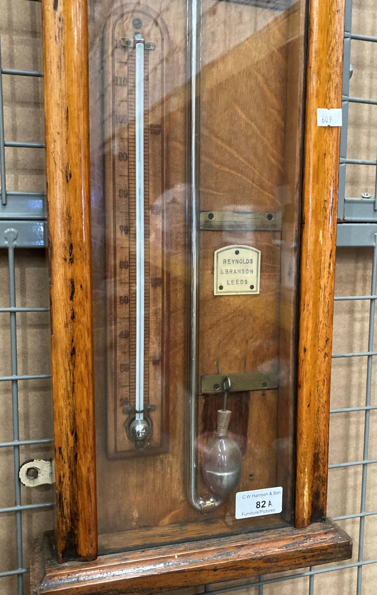 An oak cased Admiral Fitzroy barometer by Reynolds and Branson 96cm - Image 2 of 4