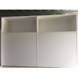 White laminated double sided storage unit 110 high x 160 wide x 34cm deep *Please note this lot is