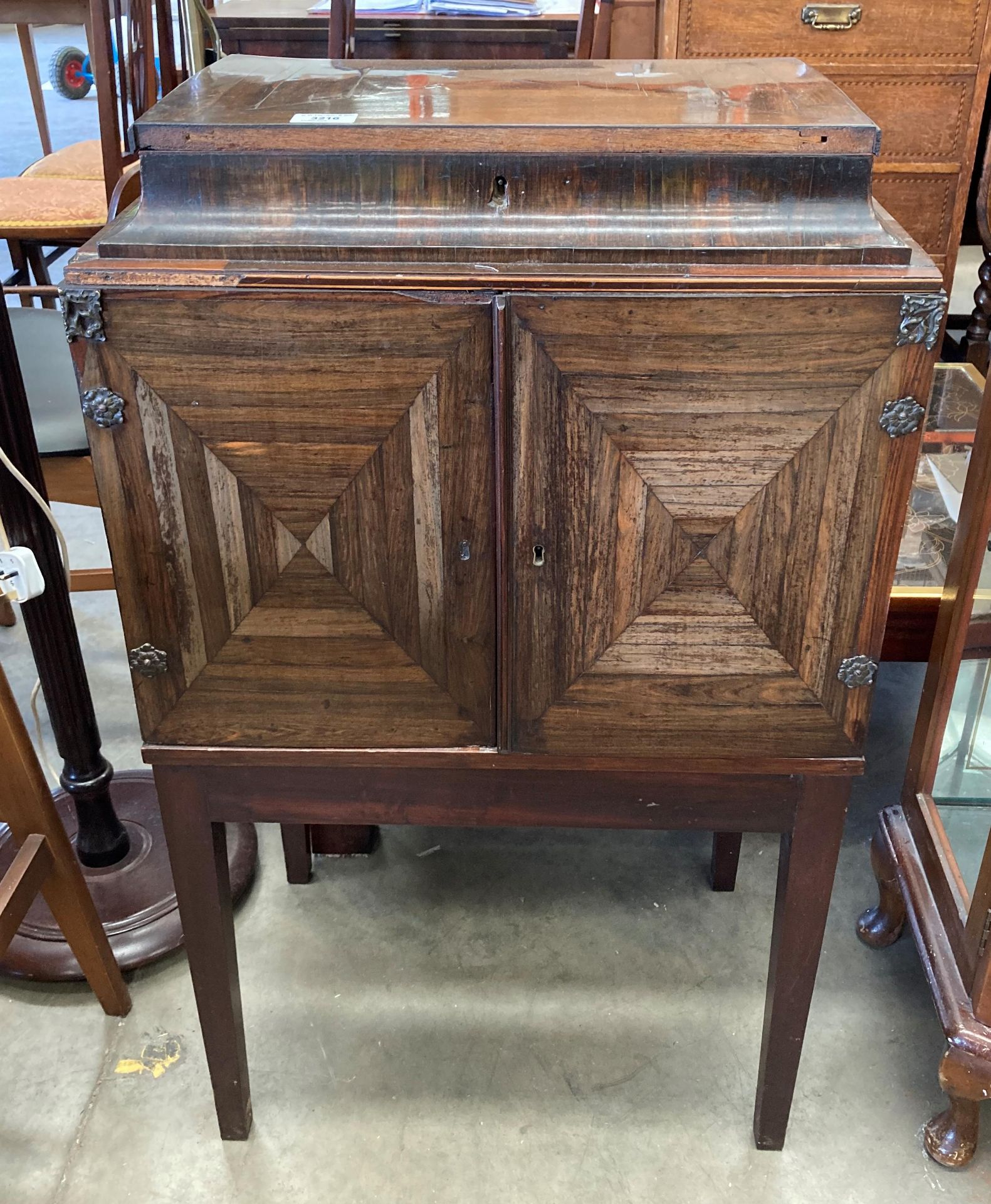 A LATE 18th CENTURY ROSEWOOD CAMPAIGN WRITING CABINET with lift top over two doors which reveal a - Image 3 of 5