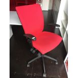 Red fabric adjustable office swivel armchair