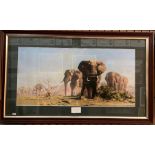 'David Shepherd OBE' - 'The Ivory is Theirs' framed art print 37 x 75cm