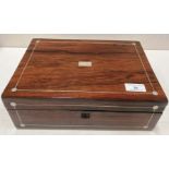 A rosewood box with mother of pearl inlay 30cm x 22cm x 11cm high