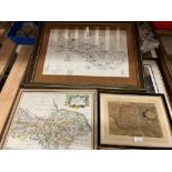 Three assorted framed printed maps 'Mont Athos 37cm x 53cm,