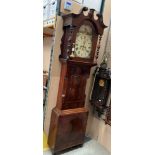 A mahogany Yorkshire long case clock with painted face (no makers name shown) complete with