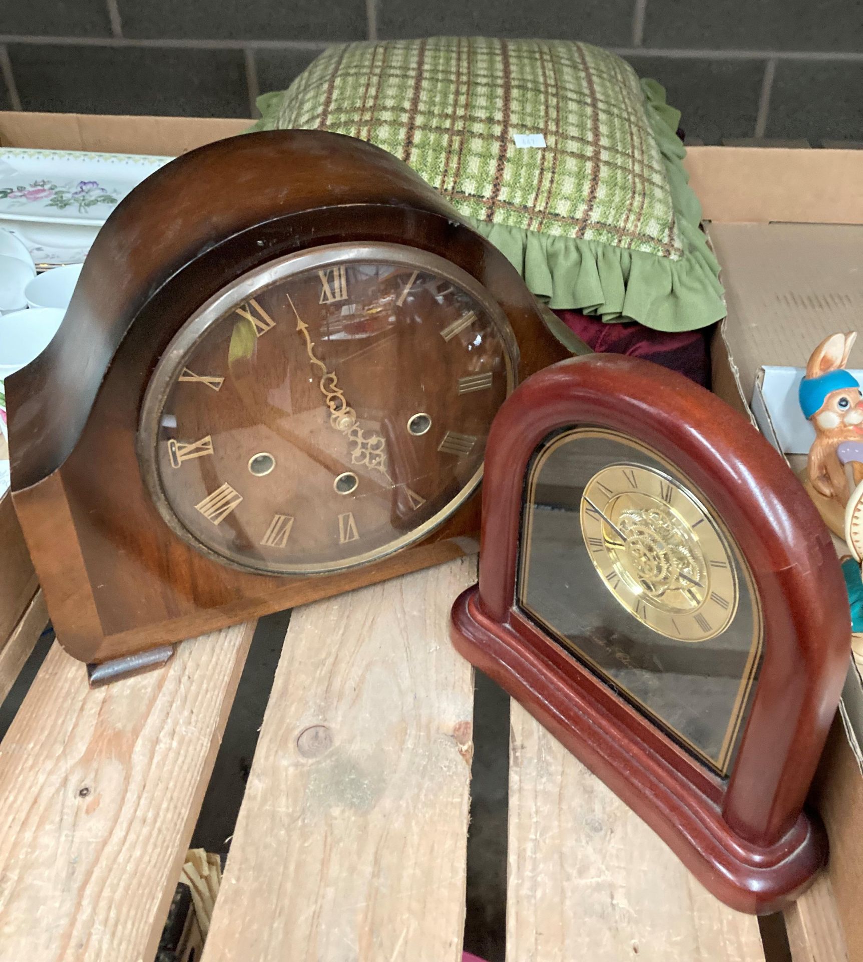 A walnut cased mantel clock,