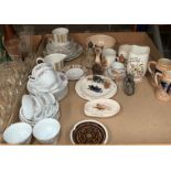Contents to tray - Midwinter table ware, a Chinese floral patterned part tea service, steins,