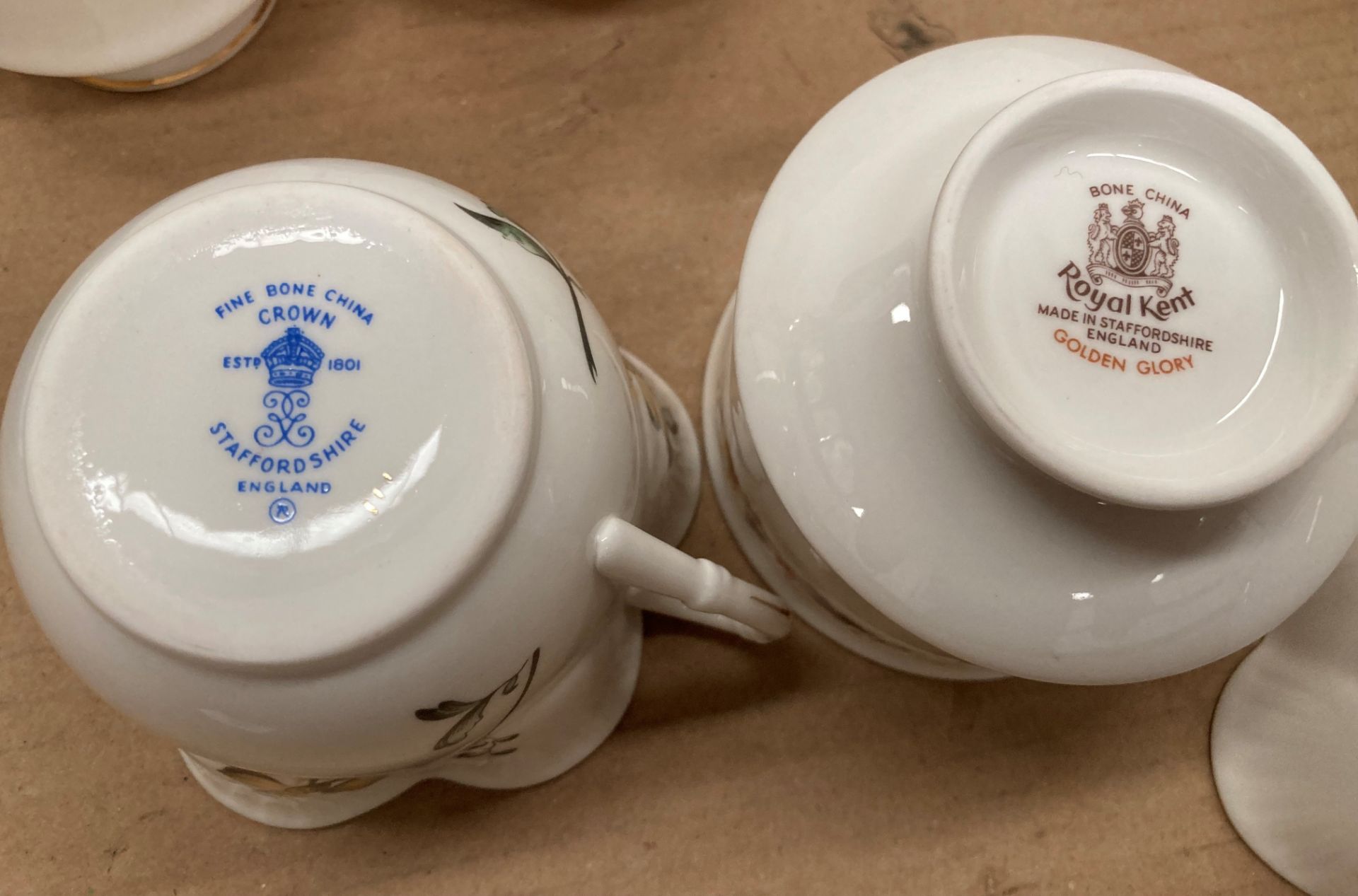 Contents to tray - two Staffordshire part bone china tea services, coffee pot, toast rack, etc. - Image 2 of 2