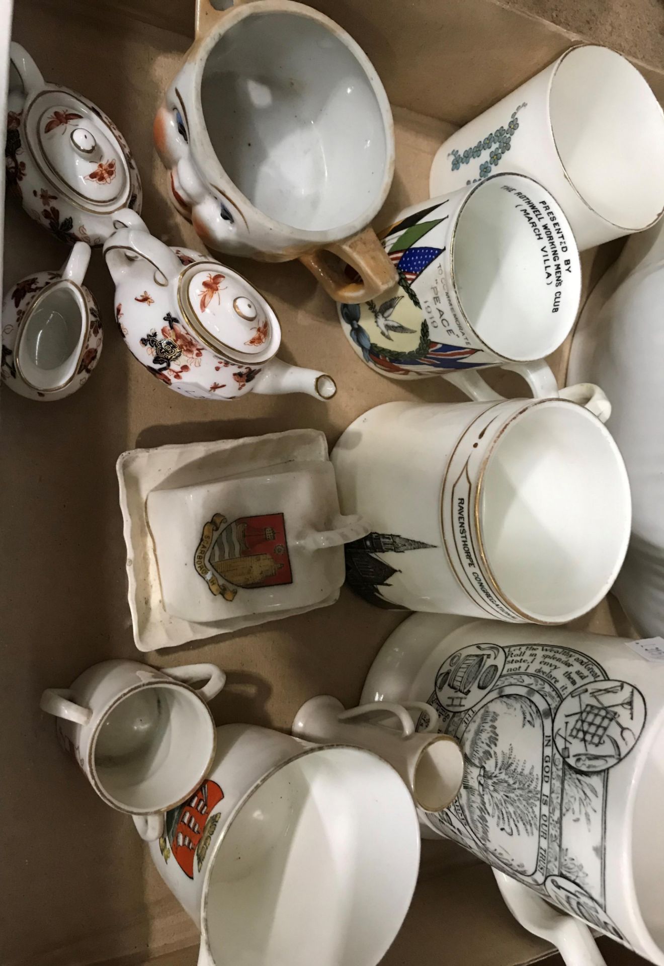 Five porcelain mugs, including 1919 piece, Ravensthorpe, Morecambe, - Image 2 of 3