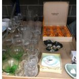 Set of six Edinburgh crystal sherry glasses, plus 28 assorted glassware - glasses jugs etc,
