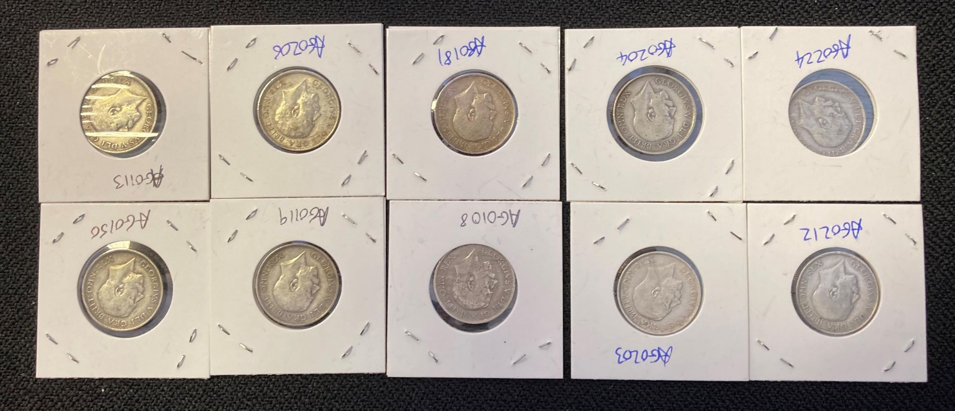 Collection of 10 George V silver shillings - Image 2 of 2