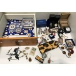 Drawer and contents Costume Jewellery, eight Watches by Celia, Playboy etc,
