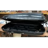 A Halfords black gloss roof box - maximum load 50kg,