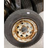 4 x steel rim Land Rover hub and tyres - part worn Continental cross contact 205 80 R16