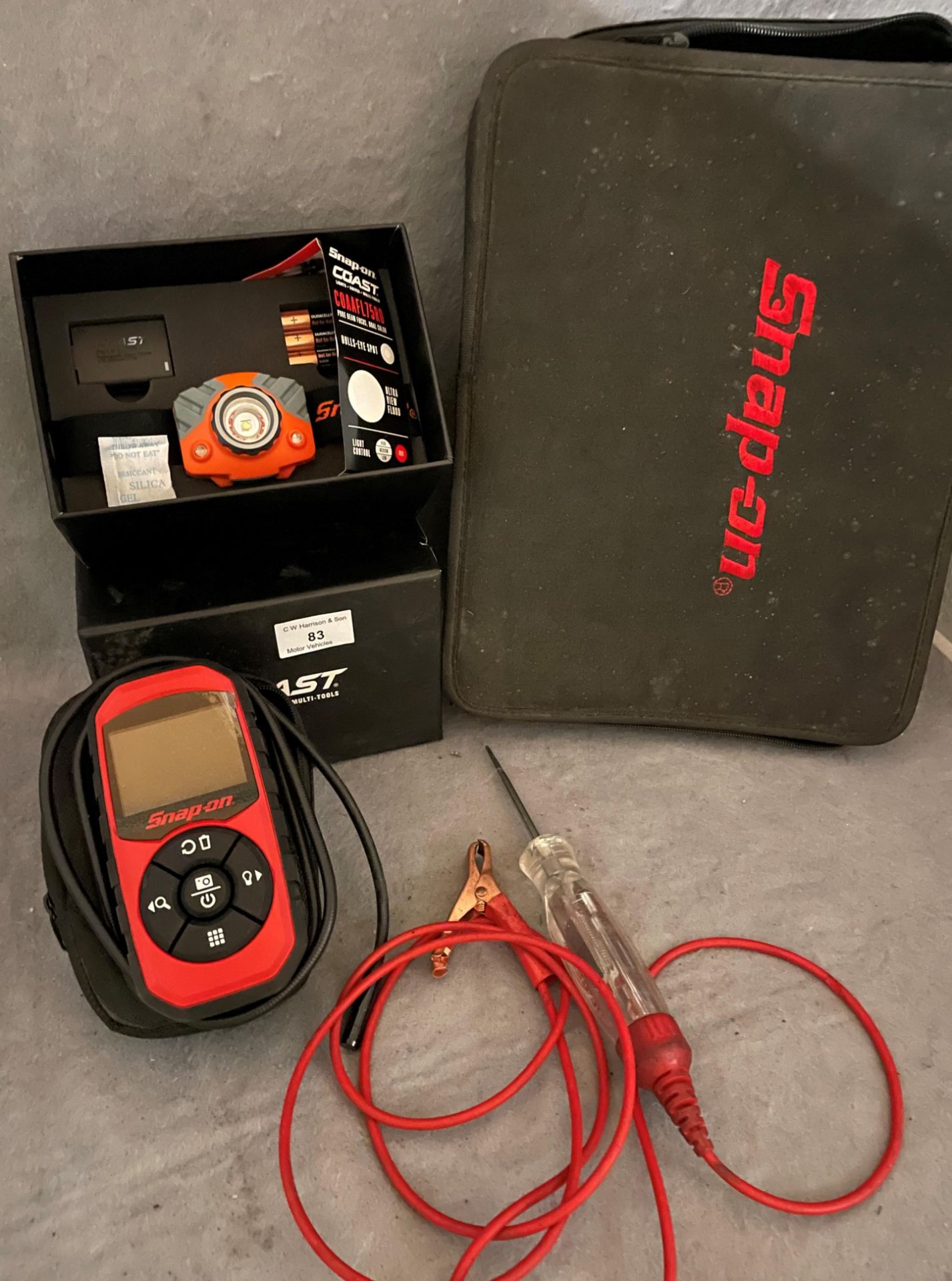 Snap-on endoscope in case and Snap-on rechargeable head torch COAAFL75RO in box,