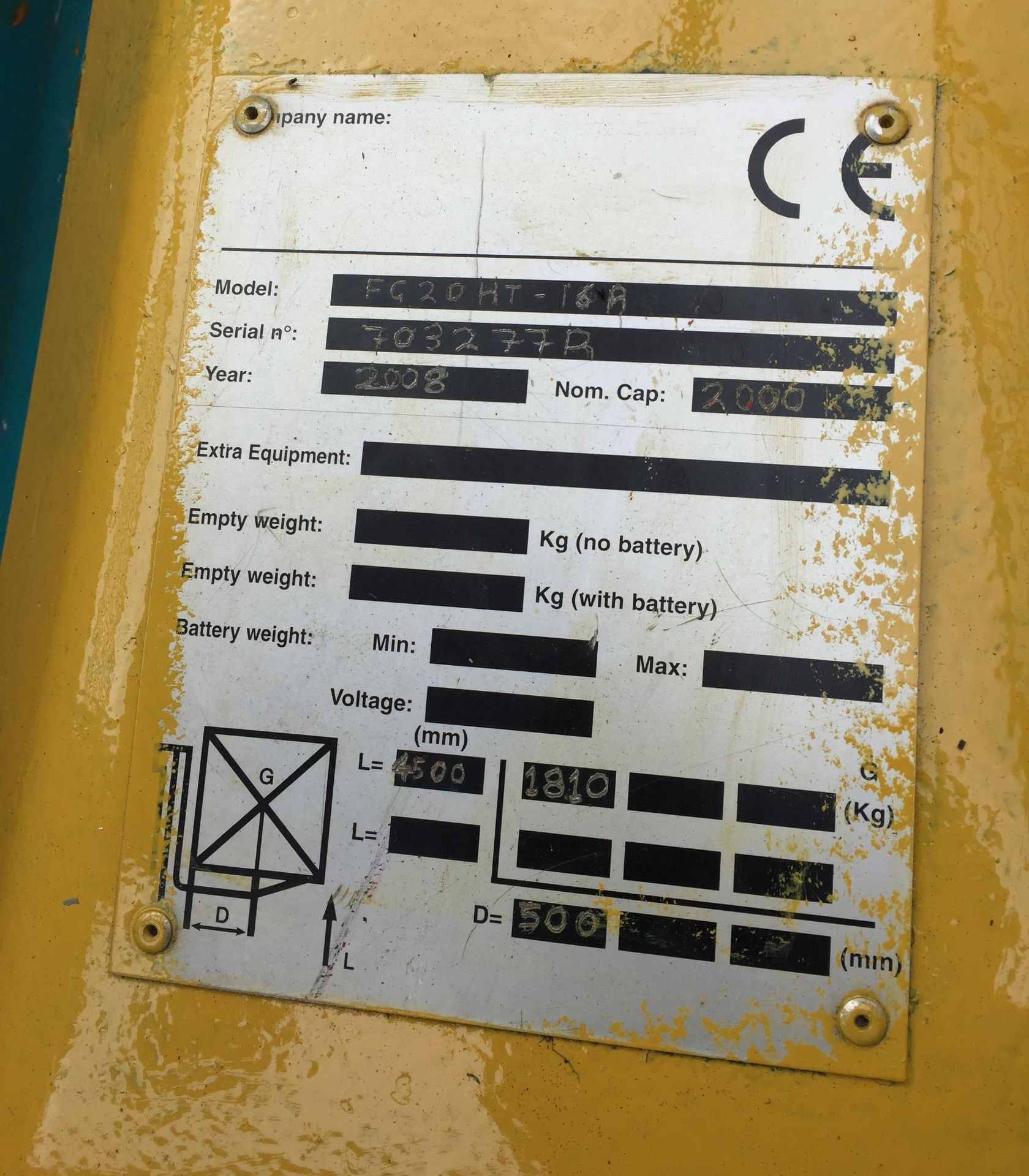 A KOMATSU FG20HT16A GAS FORKLIFT TRUCK - colour yellow/green. - Image 3 of 4