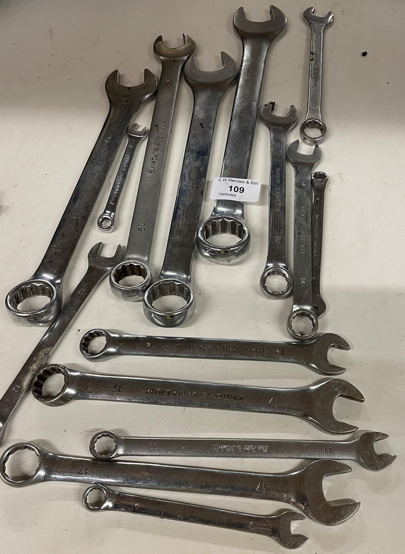 15 x assorted chrome spanners,