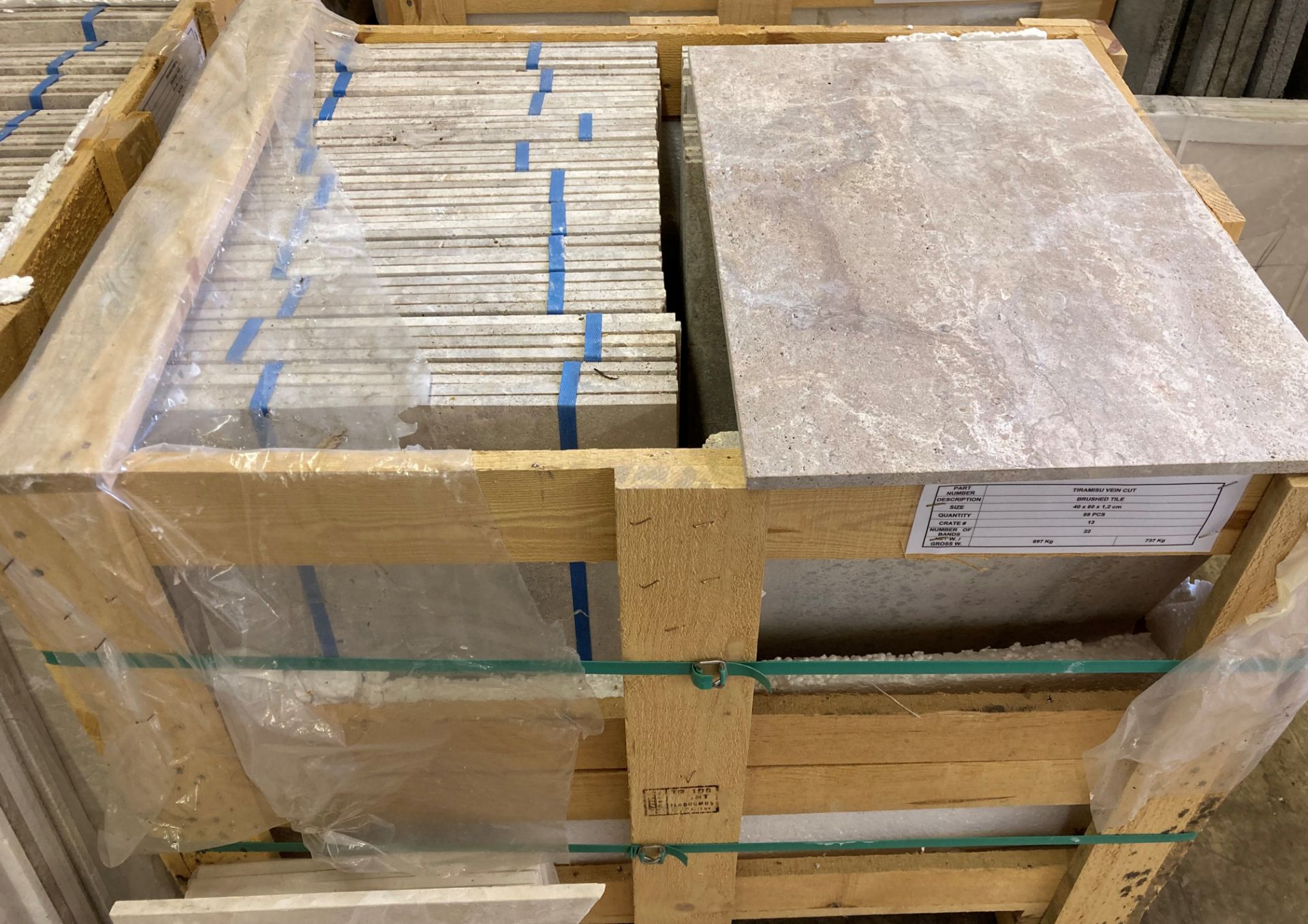 13 x packs of 4 marble Tiramisu vein cut brushed tiles - 40 x 60 x 1. - Image 2 of 2