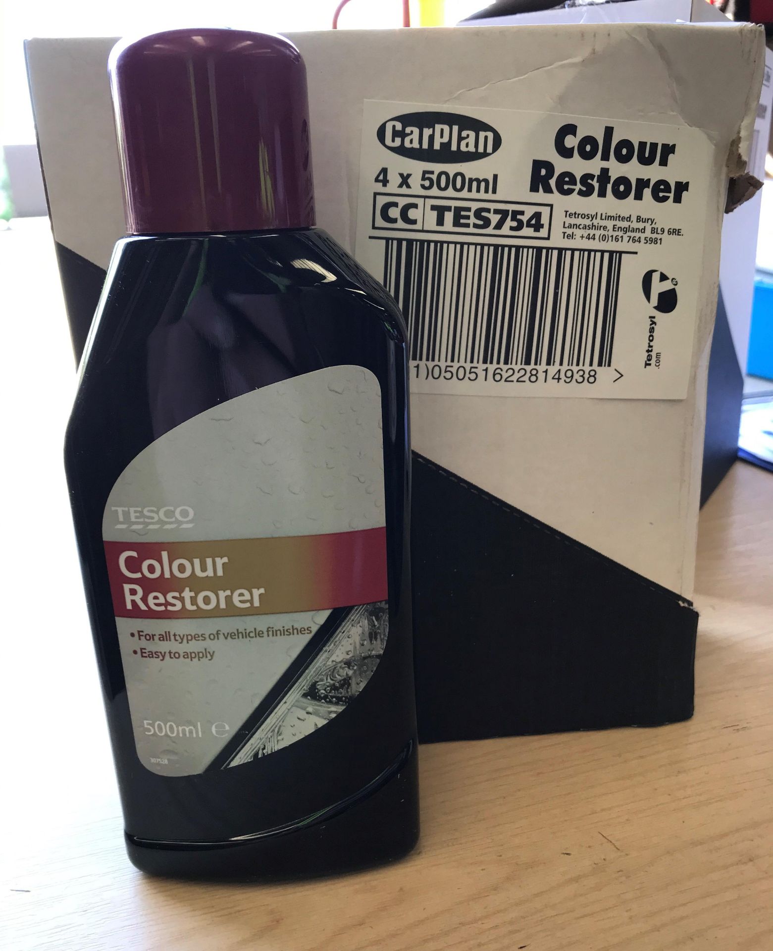 32 x 500ml bottles of Tesco/CarPlan Colour Restorer - 8 boxes