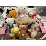 Contents to box, ten assorted soft toys including bears, lion, Tweeety Pie, etc.
