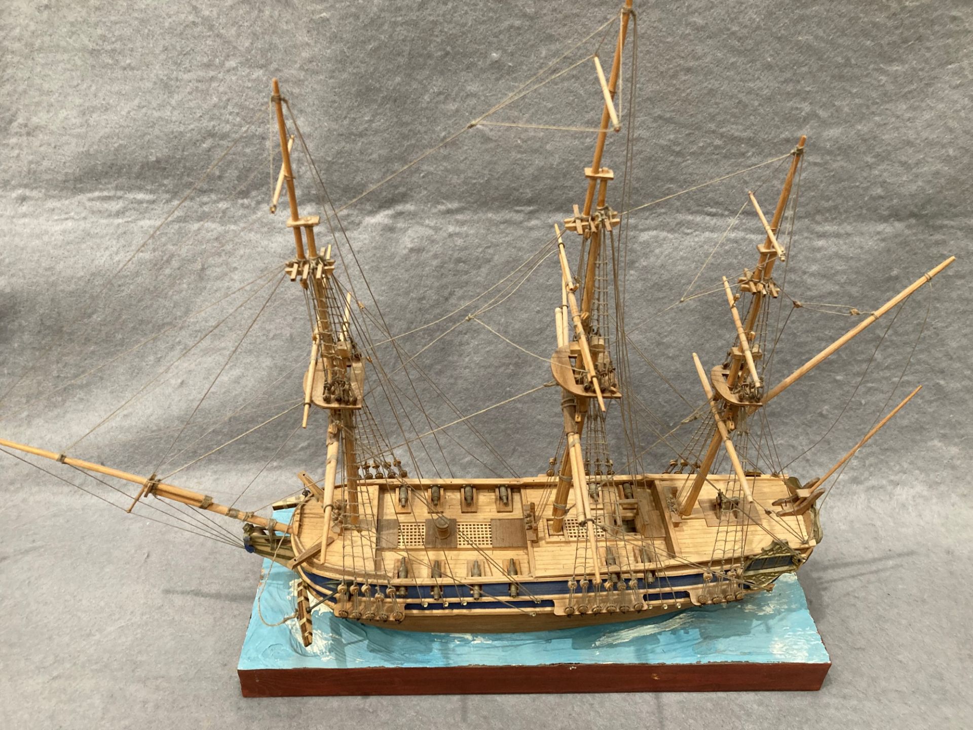 Two assorted wooden model ships, 'Race Horse', 54cm long x 56cm high and a 12 gun ship, no name, - Image 3 of 3