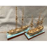 Two assorted wooden model ships, 'Race Horse', 54cm long x 56cm high and a 12 gun ship, no name,