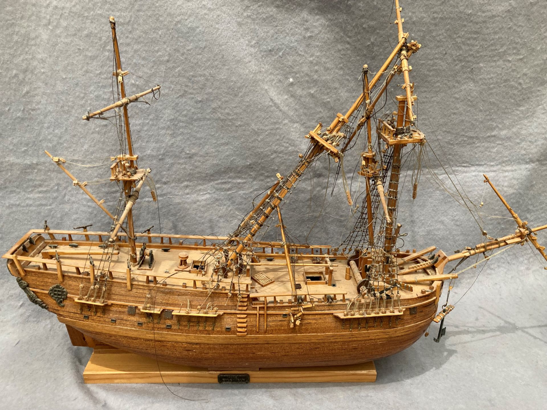 'HMS Endeavour', wooden model ship, - Image 2 of 4