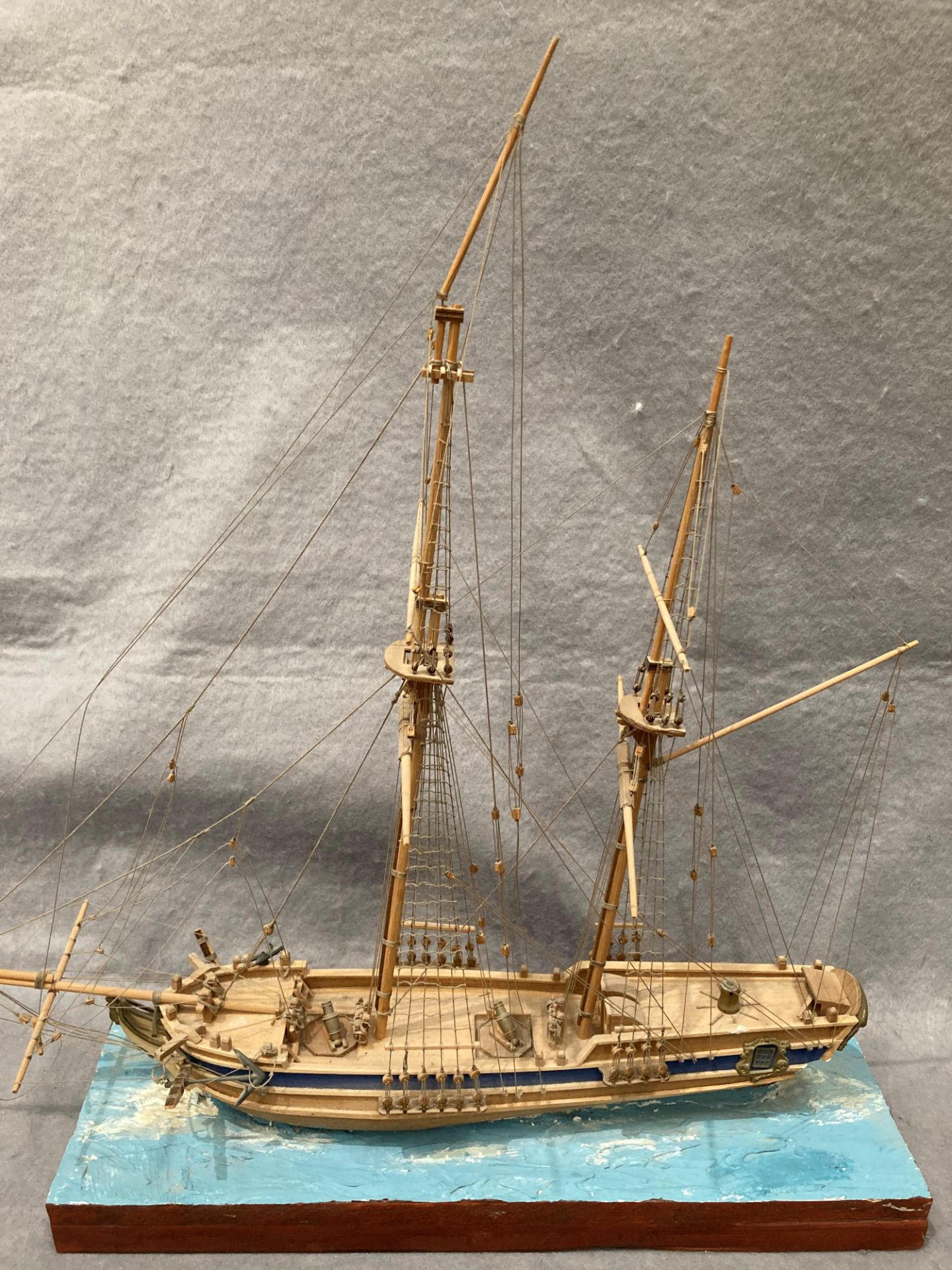 Two assorted wooden model ships, 'Race Horse', 54cm long x 56cm high and a 12 gun ship, no name, - Image 2 of 3