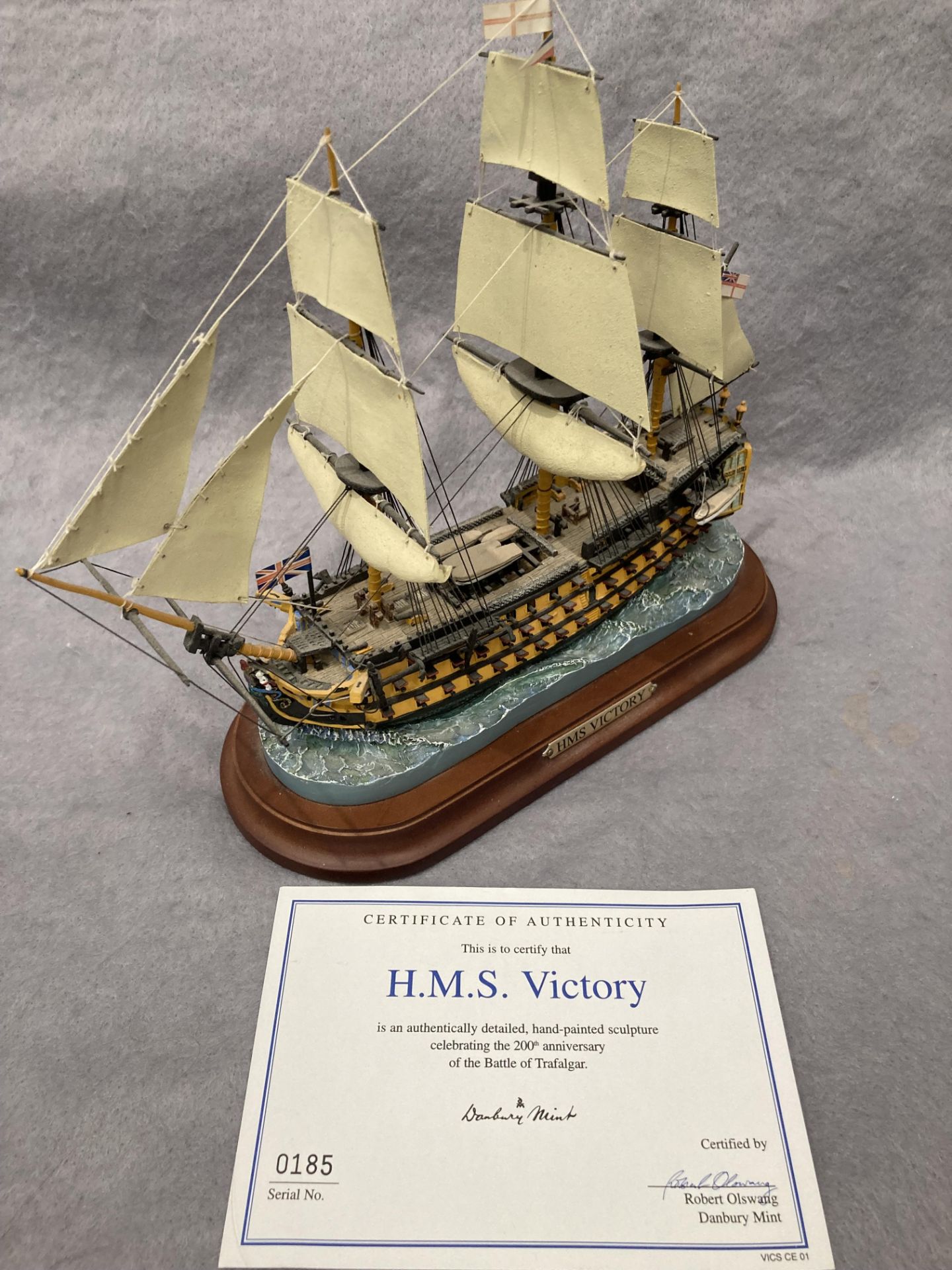 'HMS Victory', hand painted sculpture celebrating the 200th anniversary of the Battle of Trafalgar, - Image 2 of 3