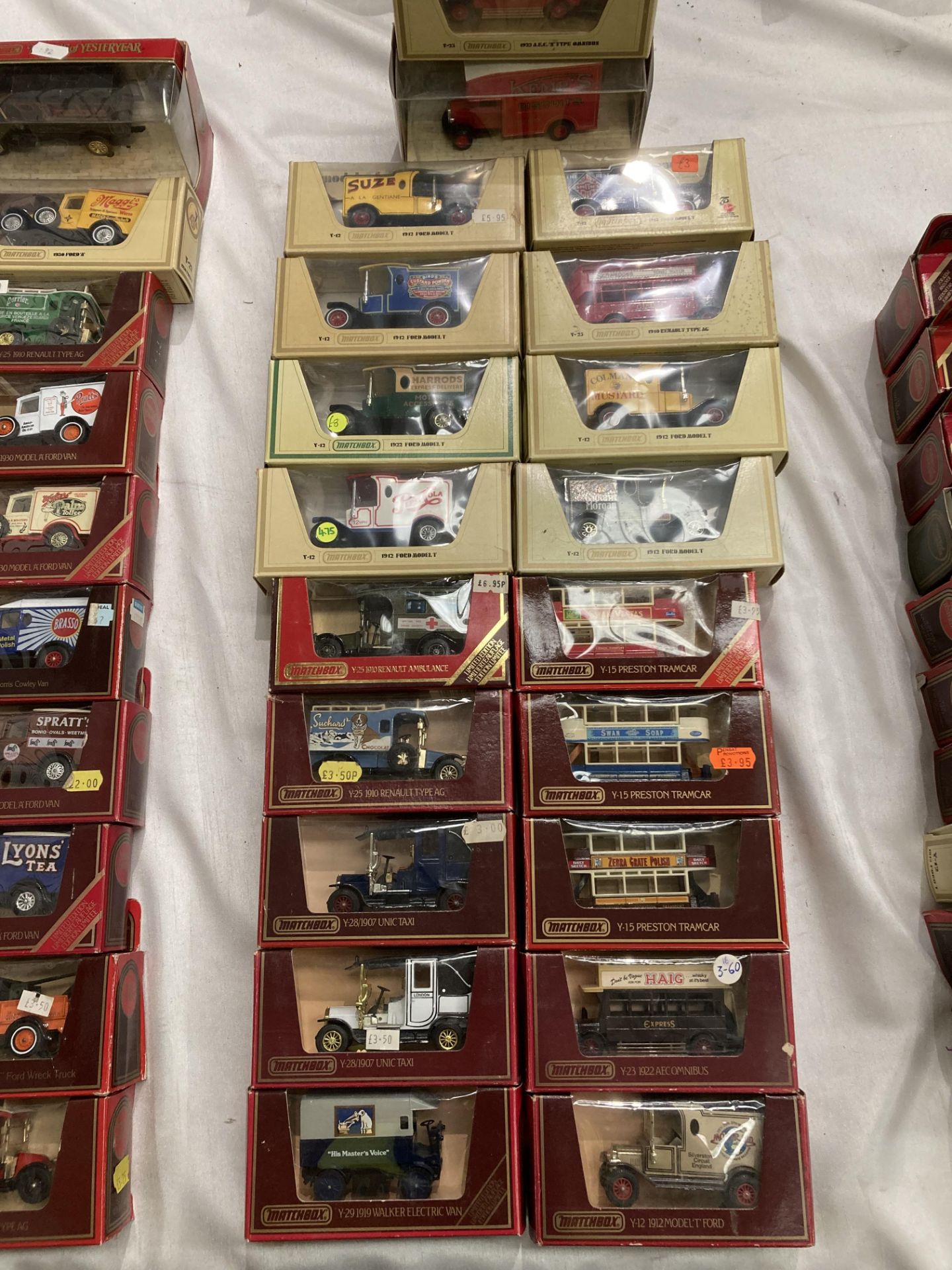Twenty assorted Matchbox Models of Yesteryear boxed vehicles, Renault ambulance, Preston tram car,