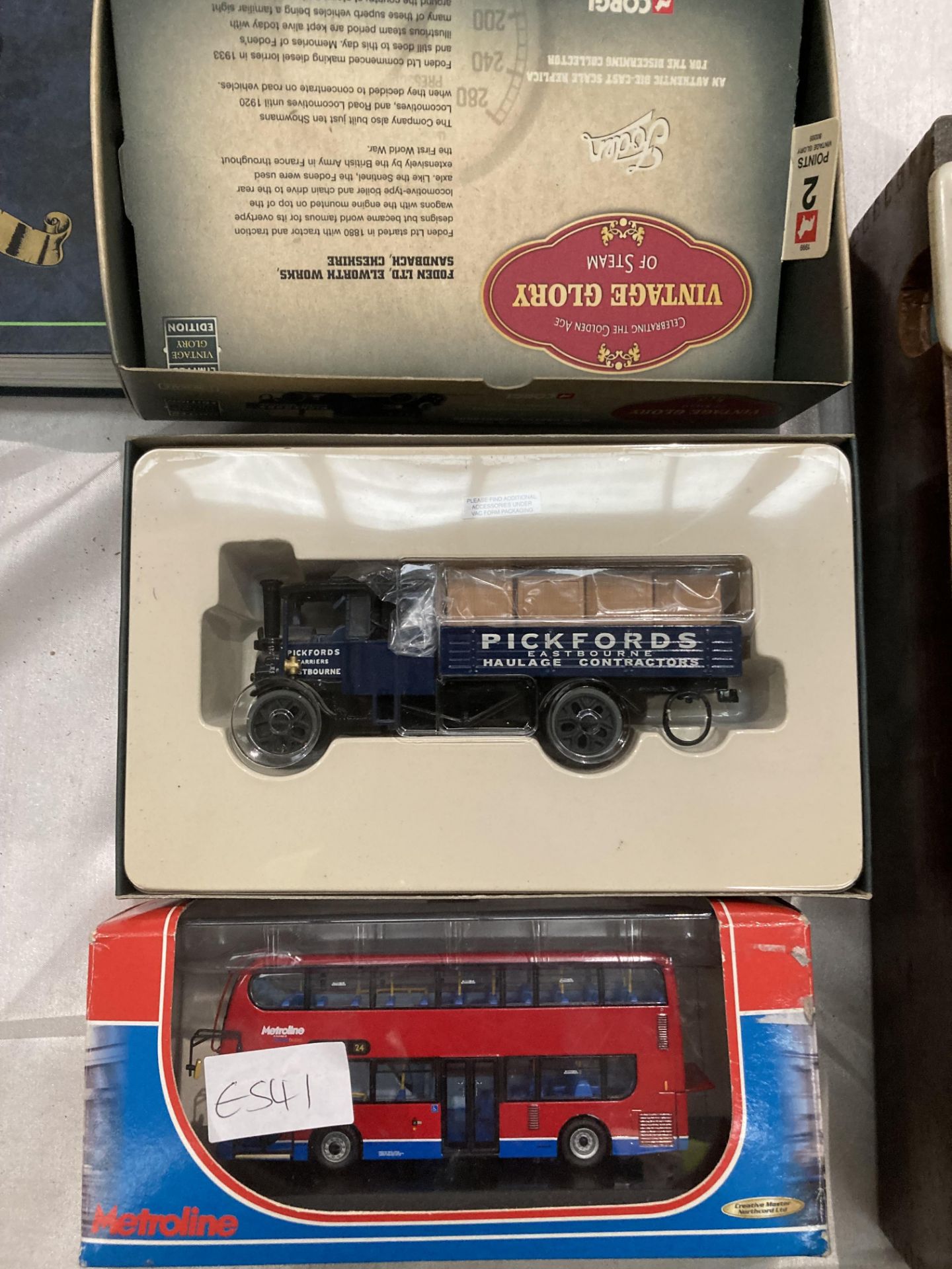 Corgi boxed Vintage Glory Pickfords Foden Dropside Wagon with crates and an Alexander Dennis Enviro
