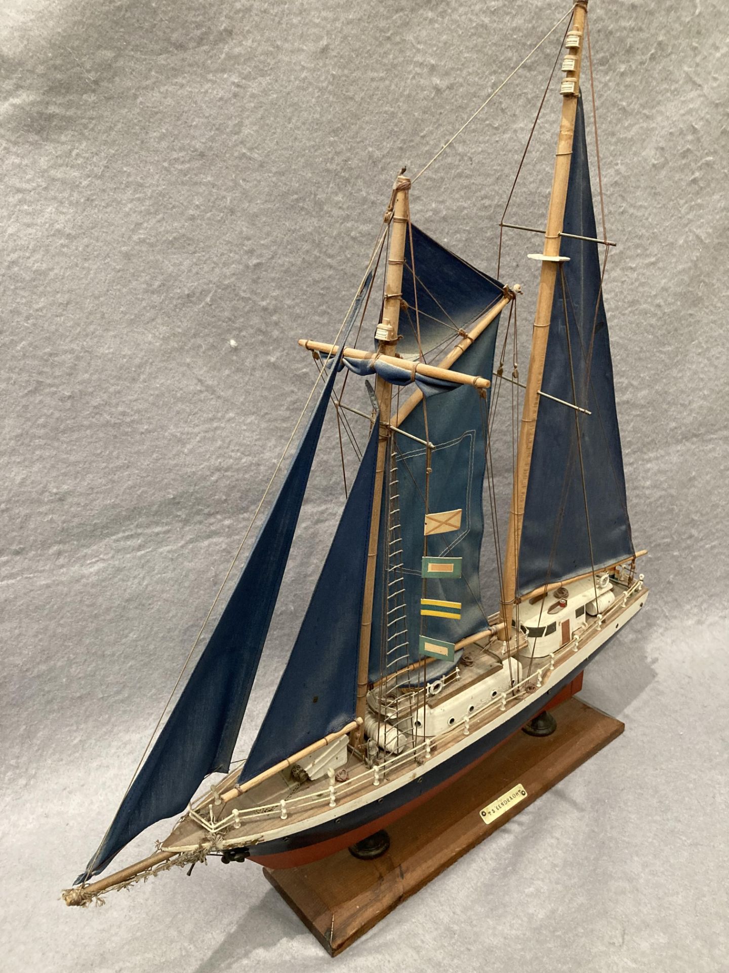 'T S Eendraght' wooden model ship on base, - Image 2 of 3