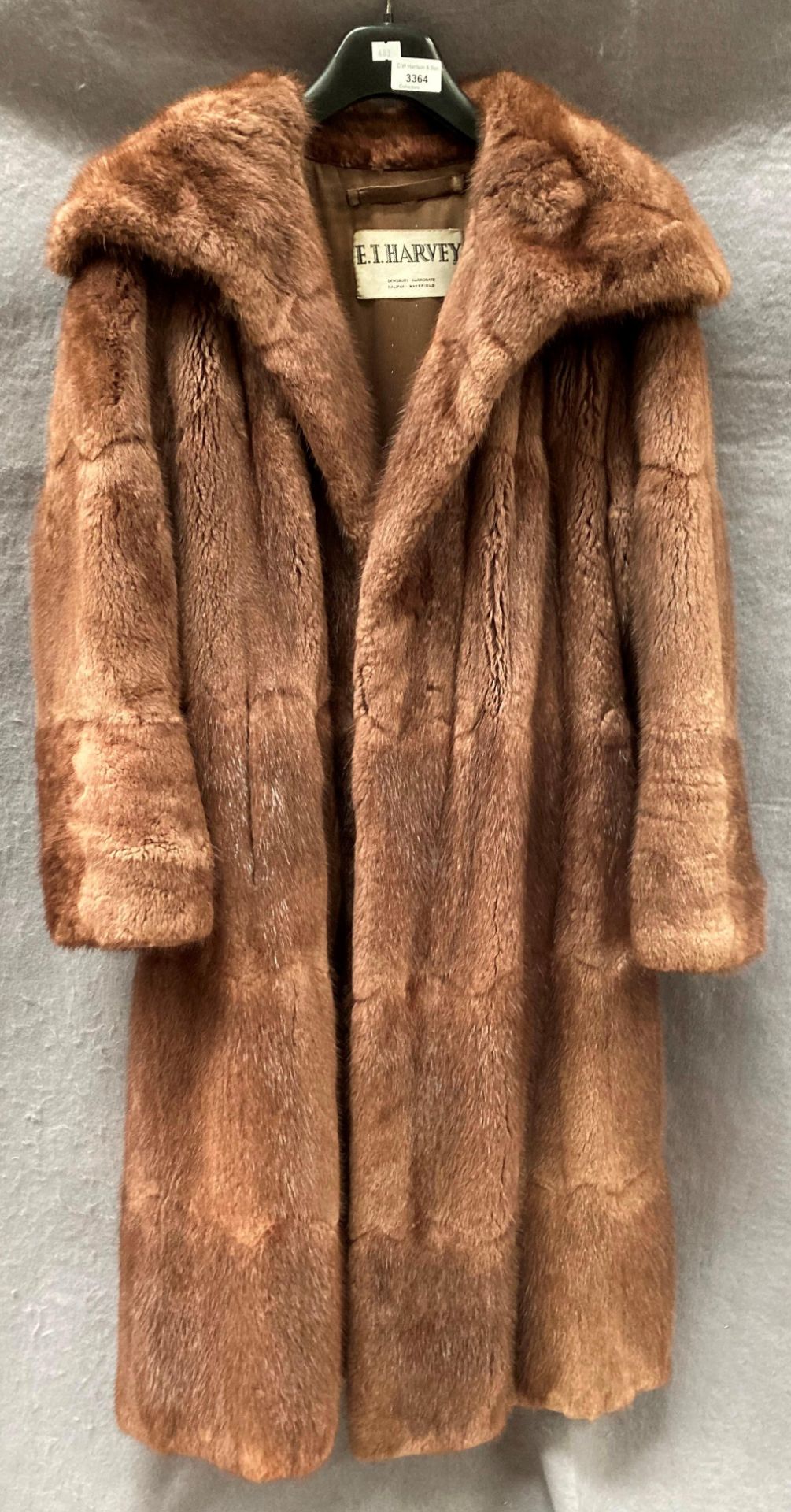 E T Harvey Ltd light brown fur long coat Further Information Staining to both lapels