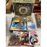 Nostalgic Art Harley Davidson wall clock, Leatherman Micra, Trivial Pursuit game,