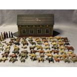 A German Noah's Ark (possibly 1920s) with lift up lid containing sixty-three pairs of animals,