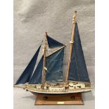 'T S Eendraght' wooden model ship on base,