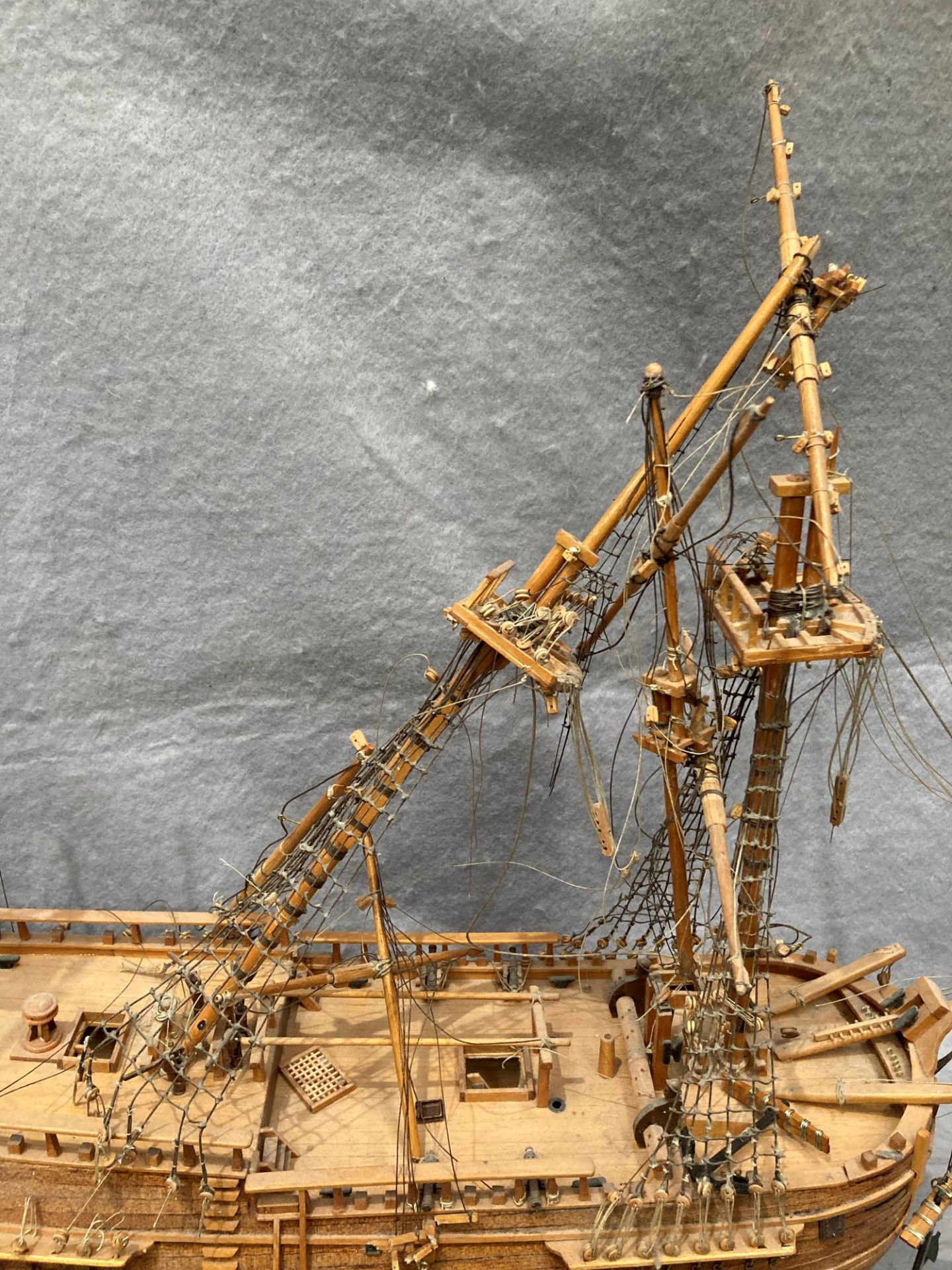 'HMS Endeavour', wooden model ship, - Image 3 of 4