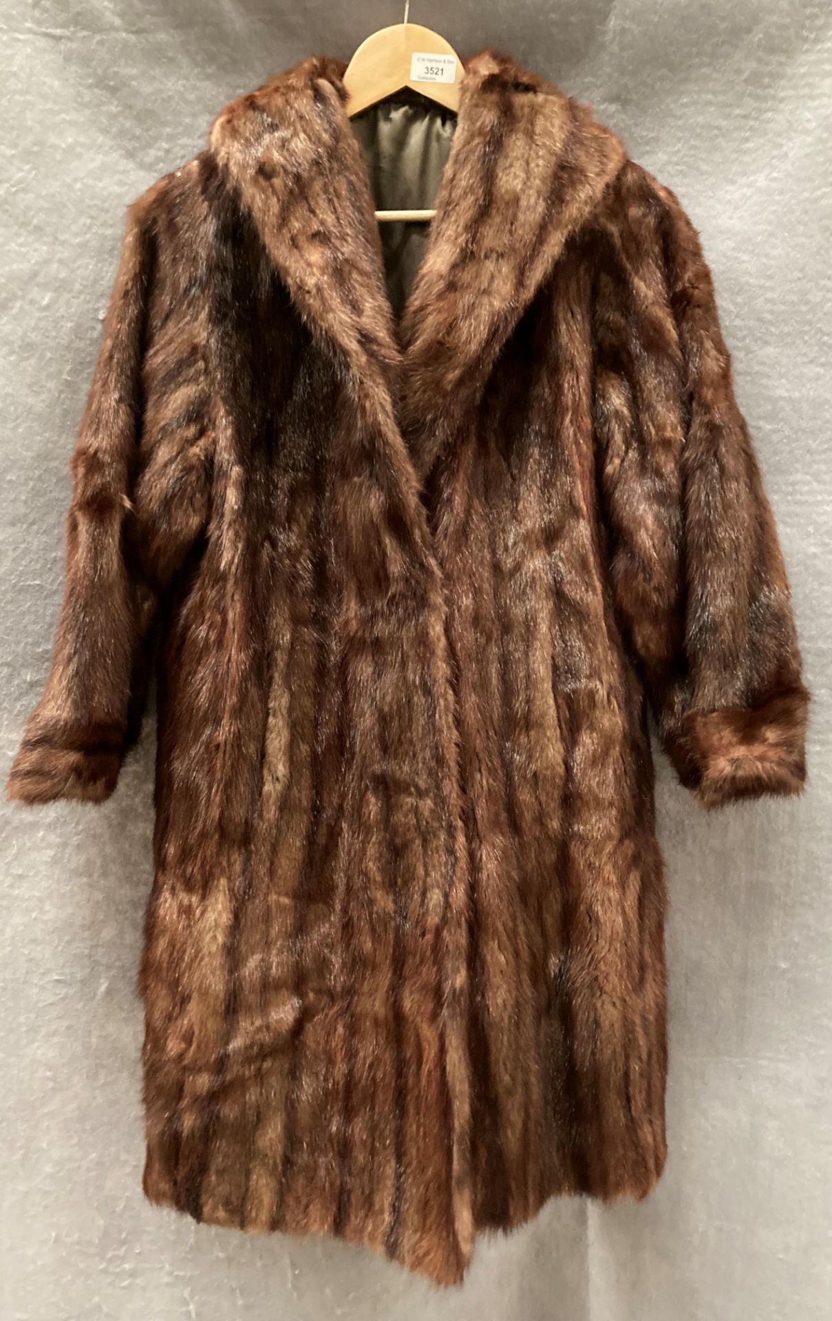 A JW Scott Huddersfield three-quarter length lady's brown fur coat Further Information
