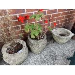 Three concrete/composition stone planters,