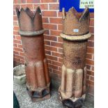 Two salt glazed crown top chimney pots both 113cm and both inscribed 'The Champion Chimney Pot