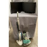 A Vax Multi-Clean complete floor steamer model 586-MC-C and two Alba LCD 22" TVs (22880HDF) both