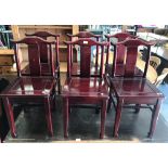 A set of six gloss finish oriental style dining chairs