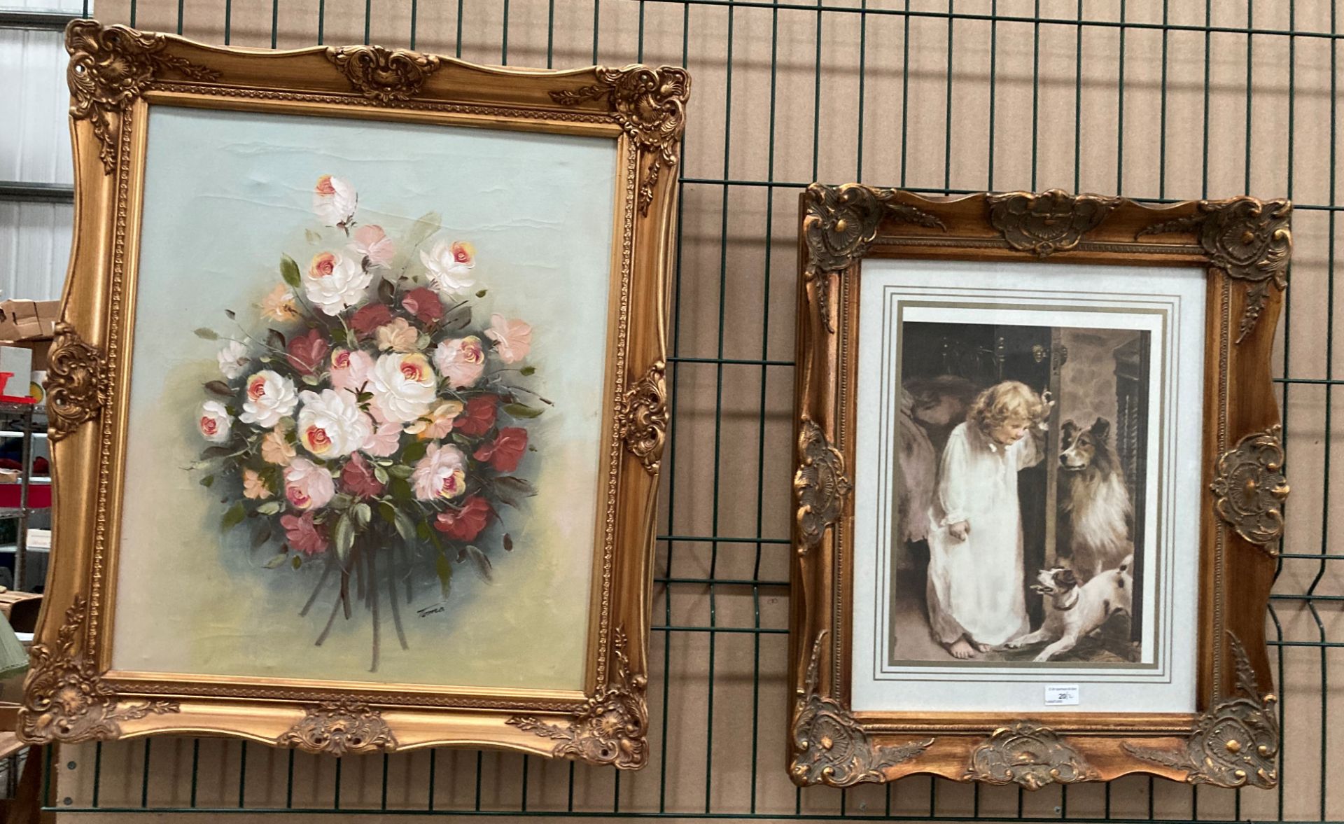 Toma Modern oil 'still life - flower bouquet' in ornate gilt frame 60 x 50cm and an ornate gilt