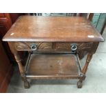 A Priory Oak two drawer side table with undertray,
