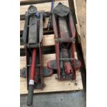 Two trolley jacks and one handle
