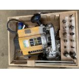 Einhell Bovoria BOF850E 240v router in wooden case and quantity of router heads