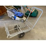 Galvanised two wheeled mesh trolley 2ft x 3ft long