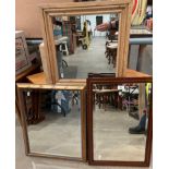 Three assorted wooden framed mirrors - 42 x 61cm,