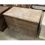 A distressed pine tool chest 94 x 53 x 56cm high